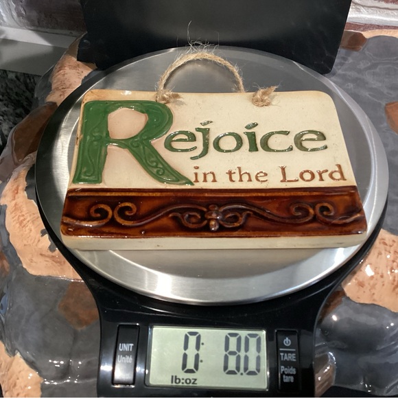 “3/$15” - Ceramic Crafted - Rejoice in the Lord - Very Gently Used - Picture 6 of 6